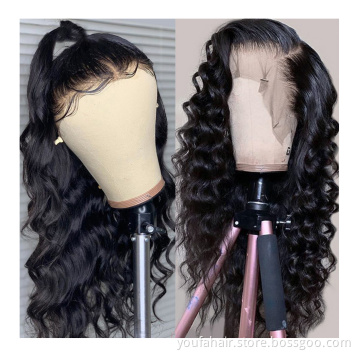 Natural Color Deep Wave Curly Glueless Lace Wig Human Hair Virgin Cuticle Aligned Glueless Lace Front Wig Brazilian Human Hair
